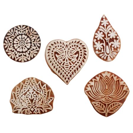 Set of 5 Piece New Mix Wooden Printing Blocks